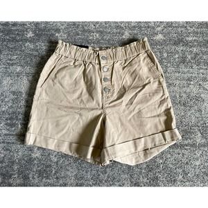 Banana Republic Womens Size 6 Khaki Shorts Tan Above Knee Buttons NWT P2